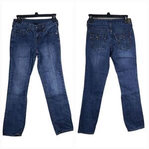True Religion Boys 12 Jeans Geno Single End Straight Leg Blue Distressed Denim